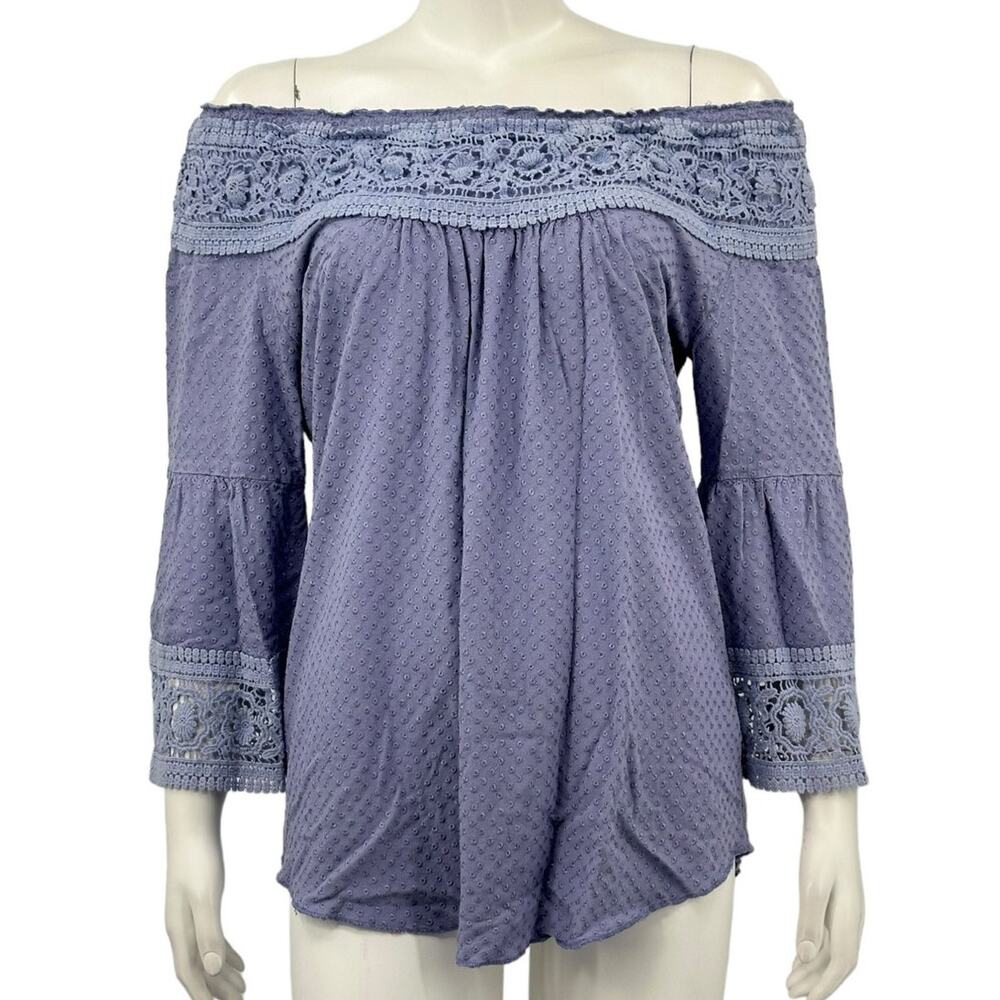 Soft‎ Surroundings Top Womens Medium Purple Bathurst Peasant Boho Cottagecore